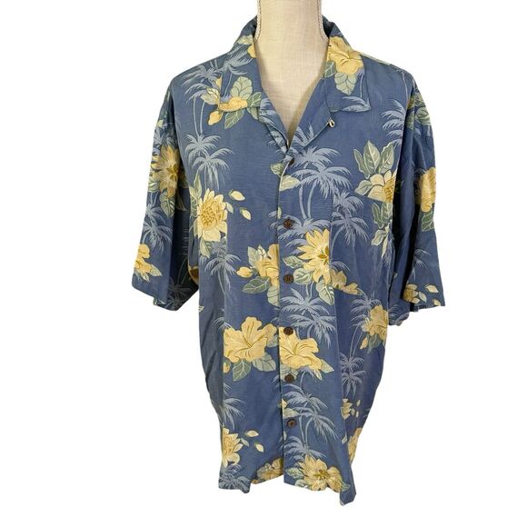 Tommy Bahama Floral Hawaiian 100% Silk Short Sleeve Button Shirt Size XL - Picture 1 of 6